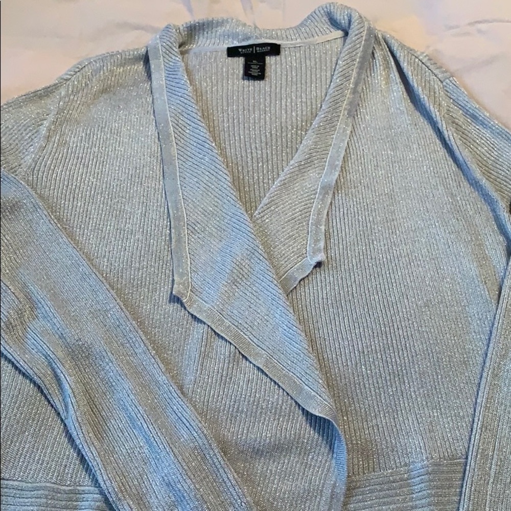 White House Black Market Shimmering Silver Cardigan